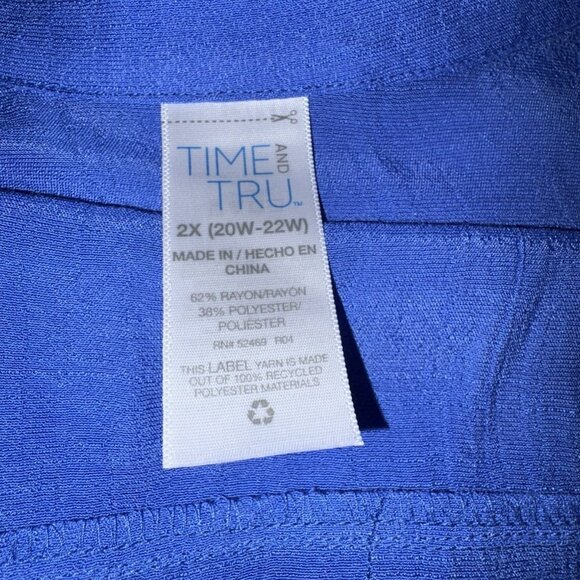 Time & Tru Women 2XL 16/18!Blouse Top  Button Down Roll Tab - Picture 9 of 9